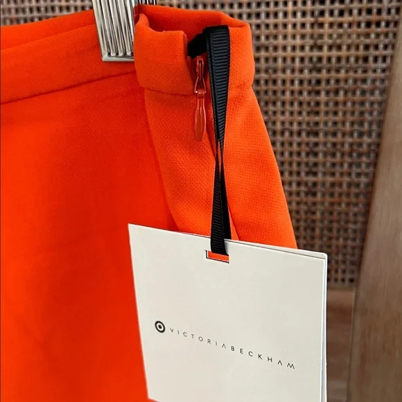NWT Victoria Beckham for Target Orange Twill Skirt with Scallop trim pocket - Picture 4 of 7